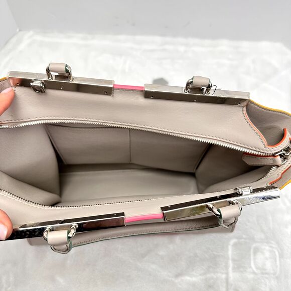 FENDI 3Jours Grey Calfskin Leather Satchel Bag Multicolor Trim Italy $ 2950 - Picture 11 of 16